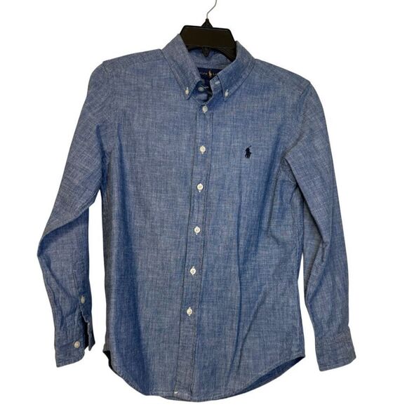 Ralph Lauren Boys Chambray Button Down Shirt Long Sleeves Sz. M 10-12 - Picture 1 of 7